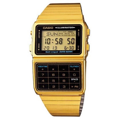 Casio Databank DBC-611G-1 Digital Calculator Alarm Dual Time Men's Watch (Gold) (Vintage Series) DBC611G