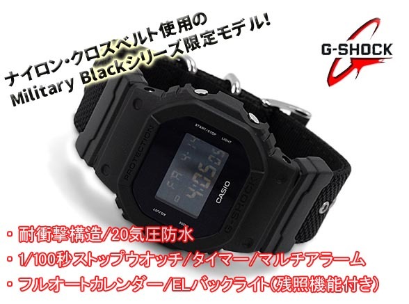 Casio G-Shock DW-5600BBN-1 Digital Men Watch Military Black CORDURA Nato Band ozdigitalwatch.com.au
