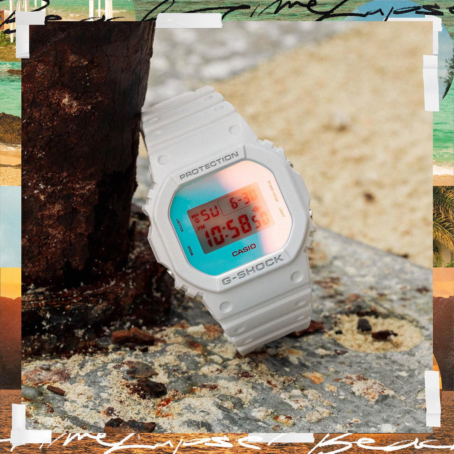 Casio G-Shock DW-5600TL-7 White and Blue LED Backlight Digital Men's Watch DW5600TL-7