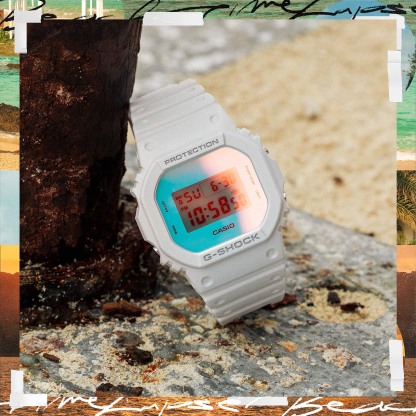 Casio G-Shock DW-5600TL-7 White and Blue LED Backlight Digital Men's Watch DW5600TL-7