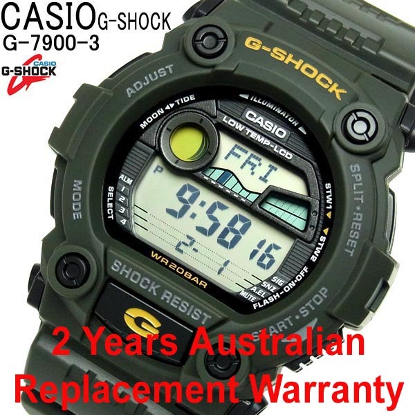 Casio G-Shock G-7900-3 Tide Graph Moon Data Digital Men Watch Green ozdigitalwatch.com.au