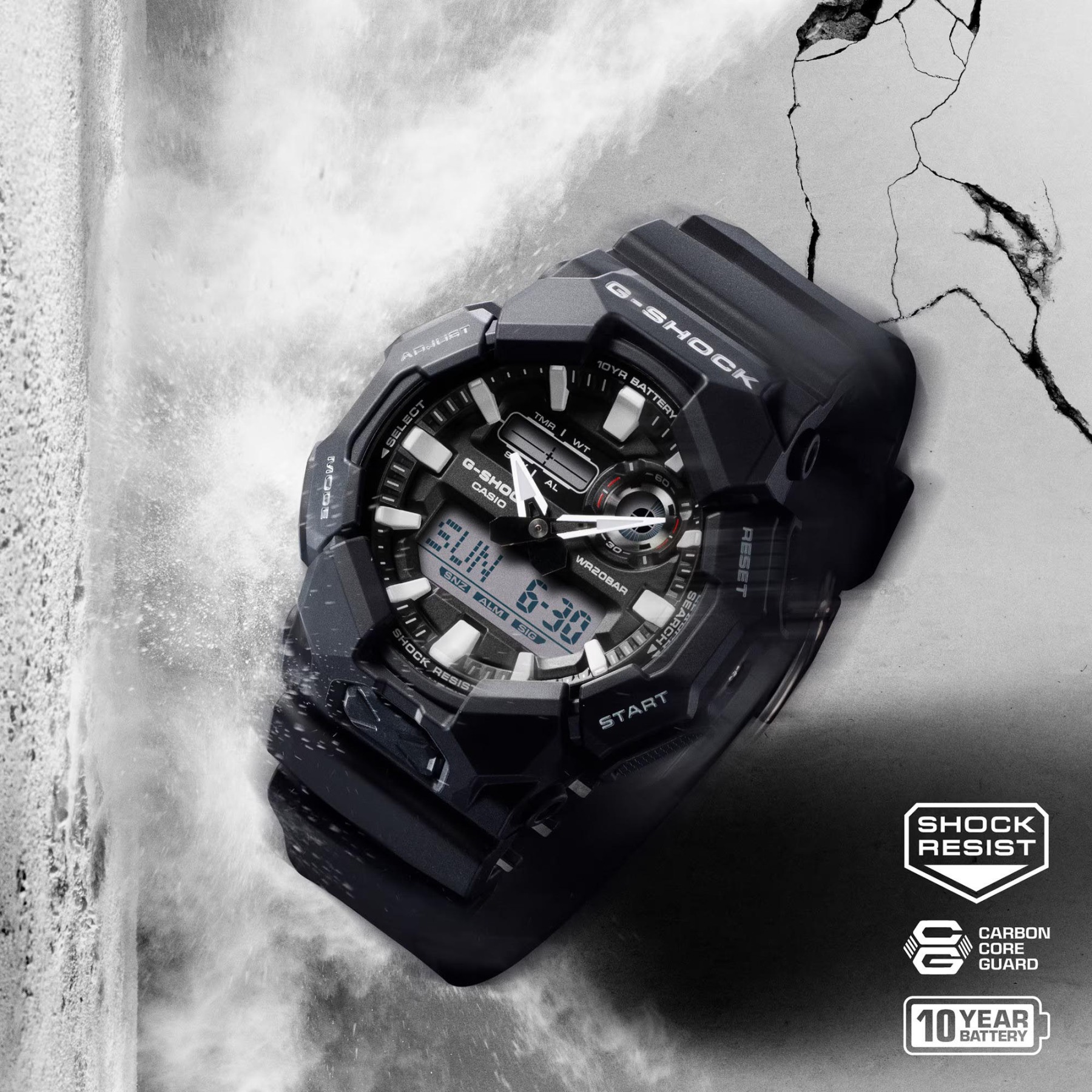 Casio G-Shock GA-010-1A Large Case 10-Year Battery Analog Digital Men's Watch (Black)