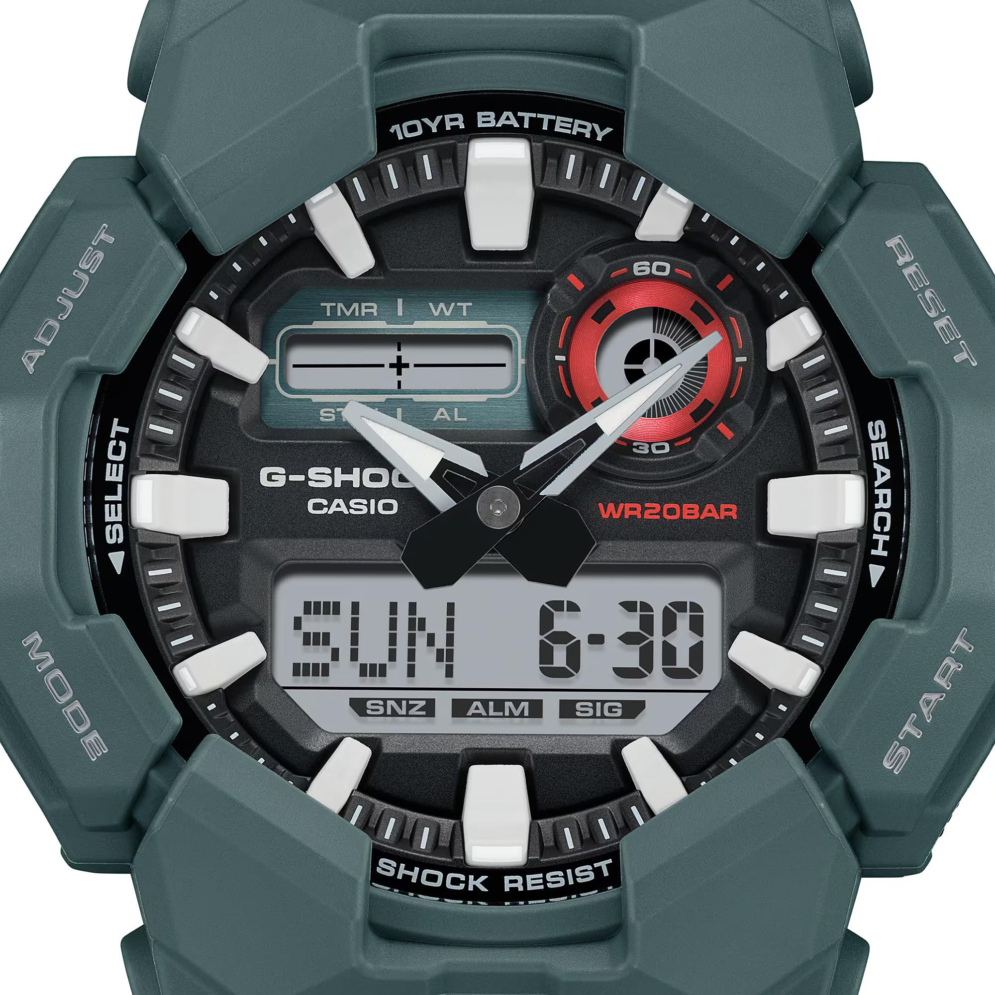 Casio G-Shock GA-010-2A Large Case 10-Year Battery Analog Digital Men's Watch (Green)