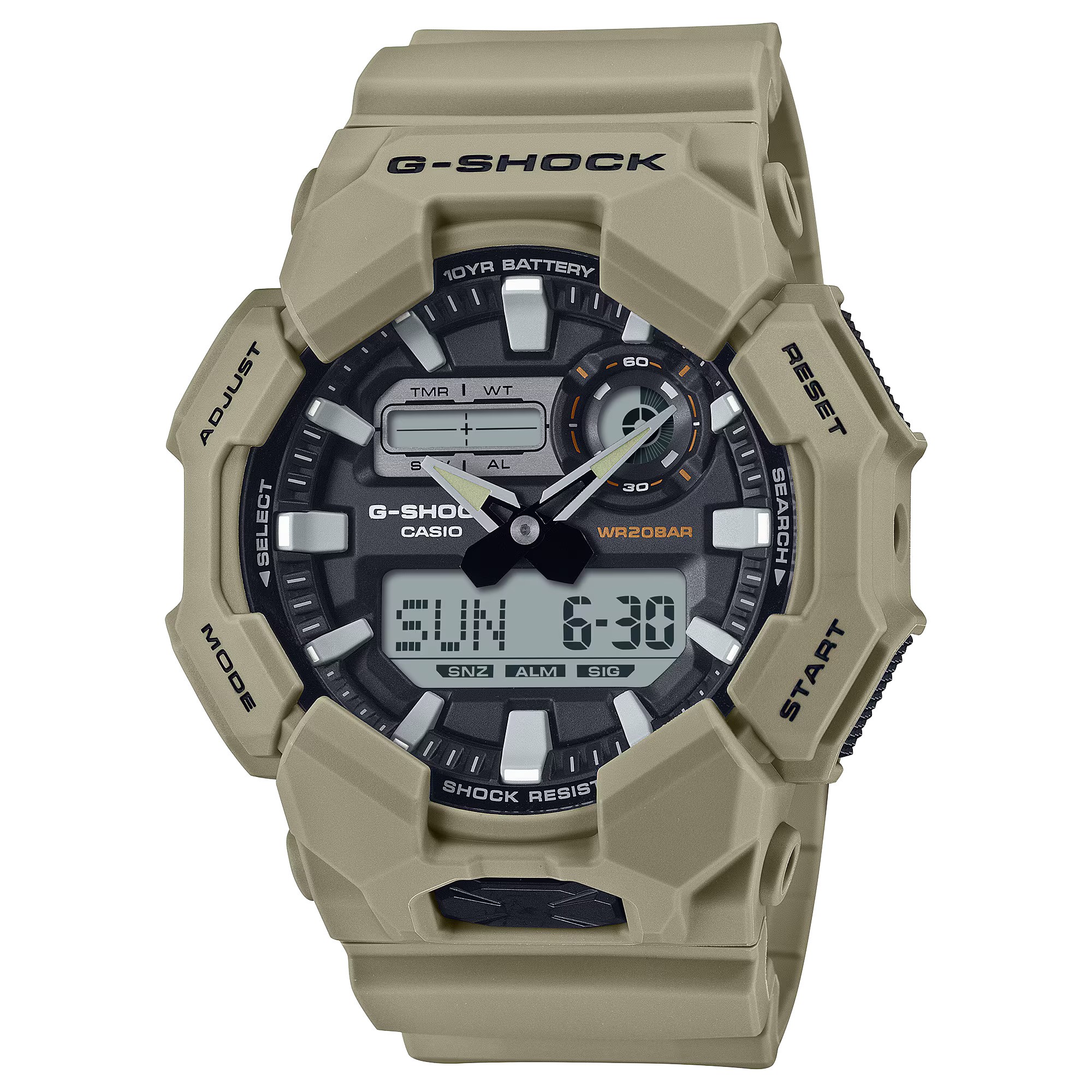 Casio G-Shock GA-010-5A Large Case 10-Year Battery Analog Digital Men's Watch (Beige)