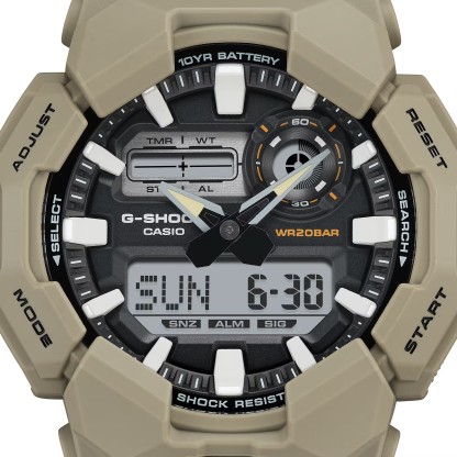 Casio G-Shock GA-010-5A Large Case 10-Year Battery Analog Digital Men's Watch (Beige)