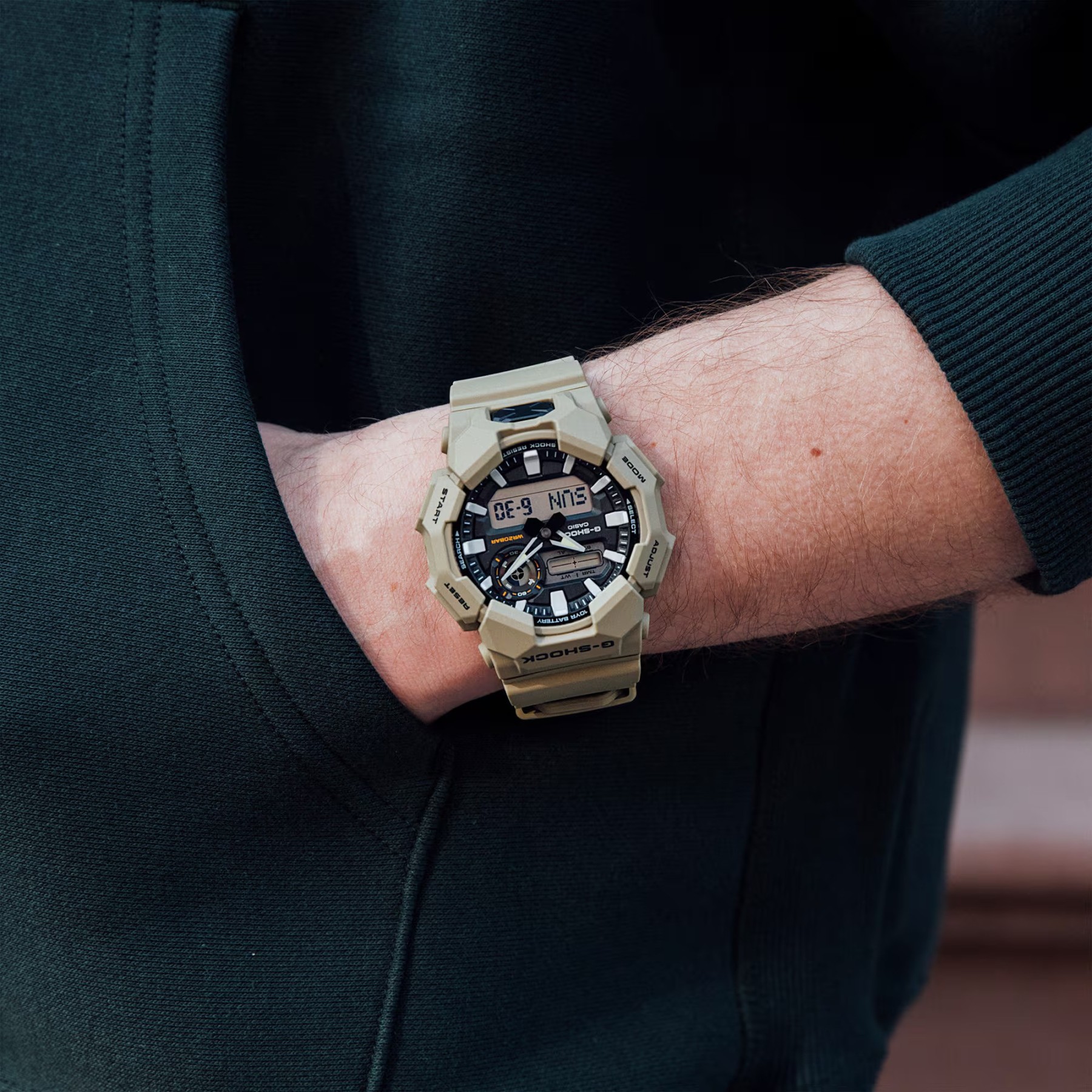 Casio G-Shock GA-010-5A Large Case 10-Year Battery Analog Digital Men's Watch (Beige)