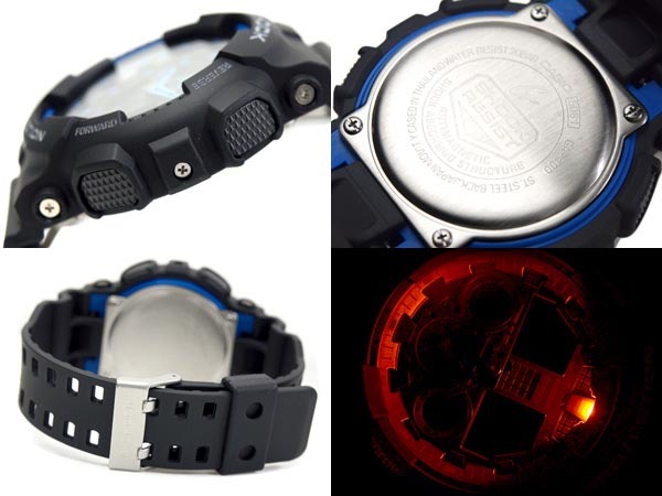 Casio G-Shock GA-100-1A2 Analog Digital Men Watch Black Blue ozdigitalwatch.com.au