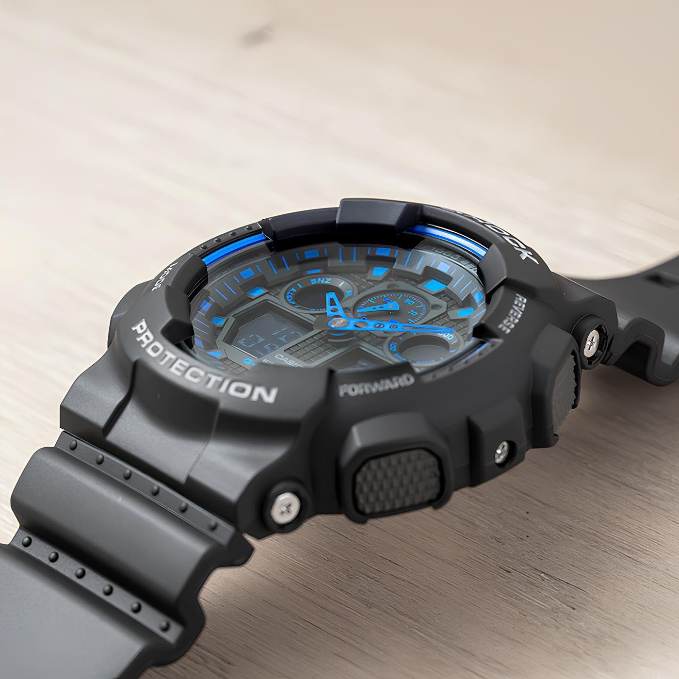 Casio G-Shock GA-100-1A2 Analog Digital Men Watch Black Blue ozdigitalwatch.com.au