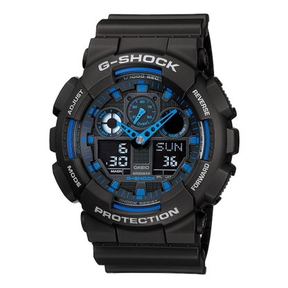 Casio G-Shock GA-100-1A2 Analog Digital Men's Watch - Black x Blue