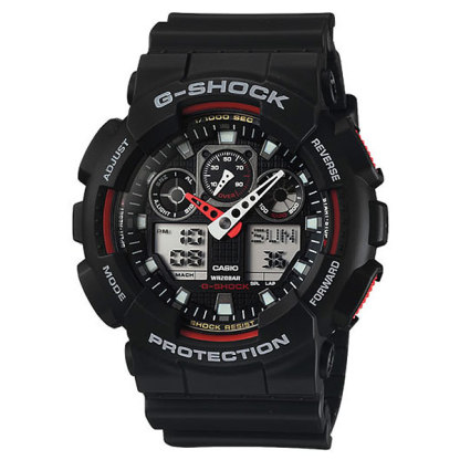 Casio G-Shock GA-100-1A4 Analog Digital Men's Watch (Black x Red) GA100-1A4