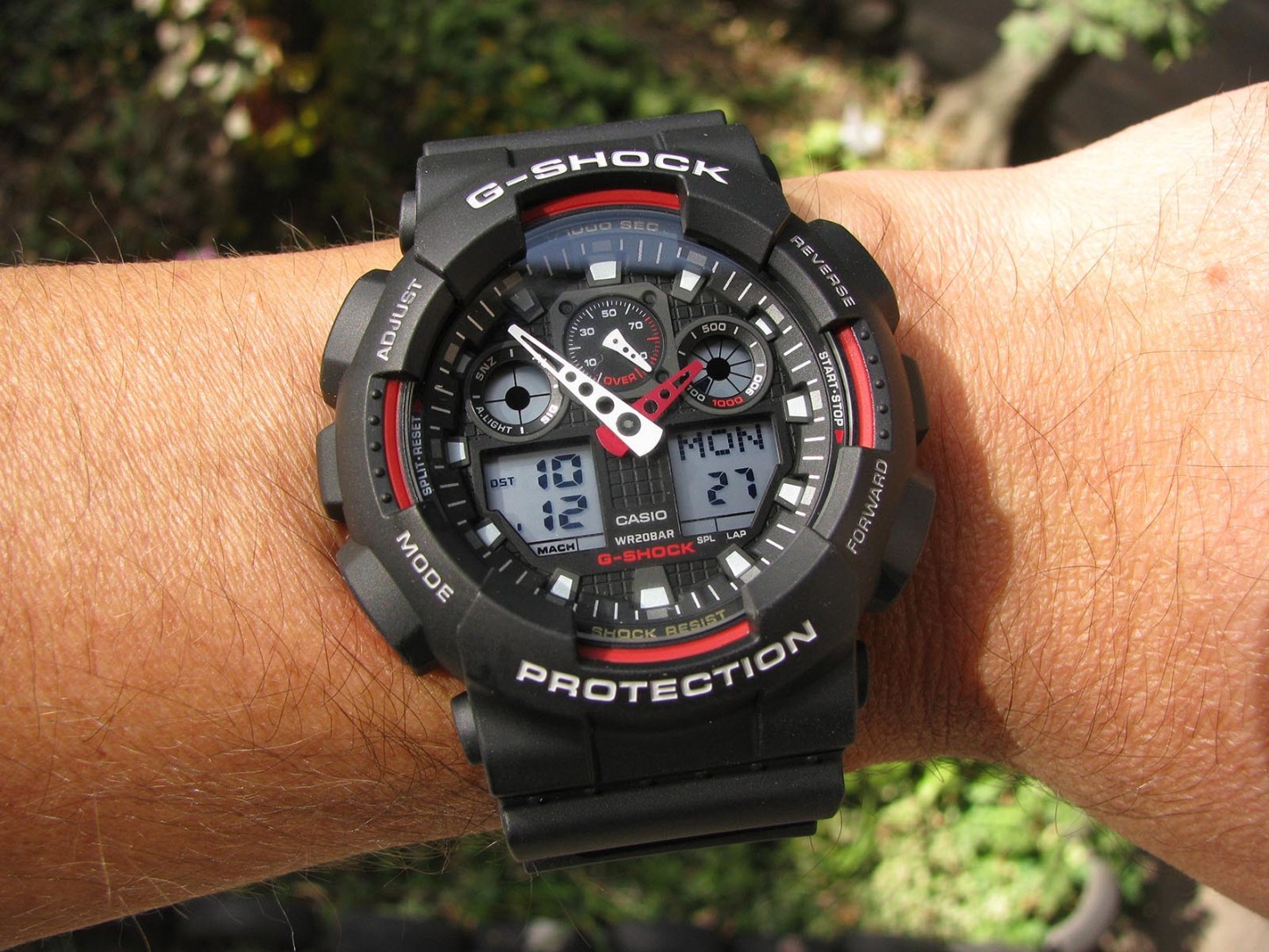 Casio G-Shock GA-100-1A4 Analog Digital Men Watch (Black x Red) - ozDigitalWatch