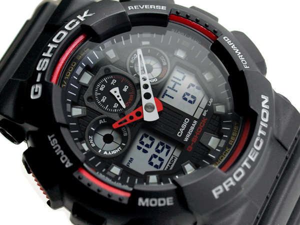 Casio G-Shock GA-100-1A4 Analog Digital Men Watch (Black x Red) - ozDigitalWatch