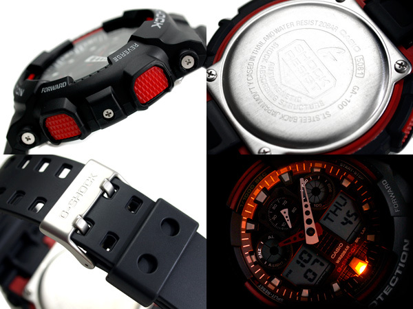 Casio G-Shock GA-100-1A4 Analog Digital Men Watch (Black x Red) - ozDigitalWatch