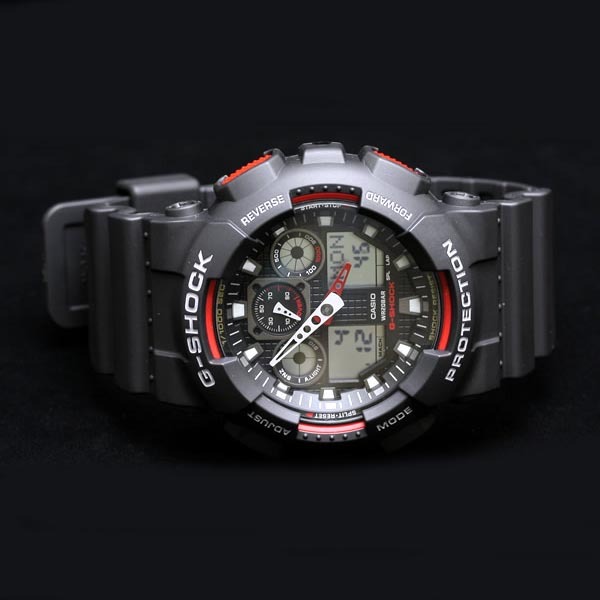 Casio G-Shock GA-100-1A4 Analog Digital Men Watch (Black x Red) - ozDigitalWatch