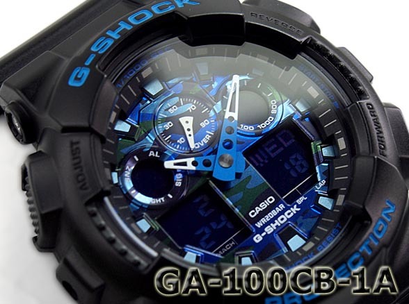 Casio G-Shock GA-100CB-1A Analog Digital Men Watch Black x Camouflage Blue ozdigitalwatch.com.au