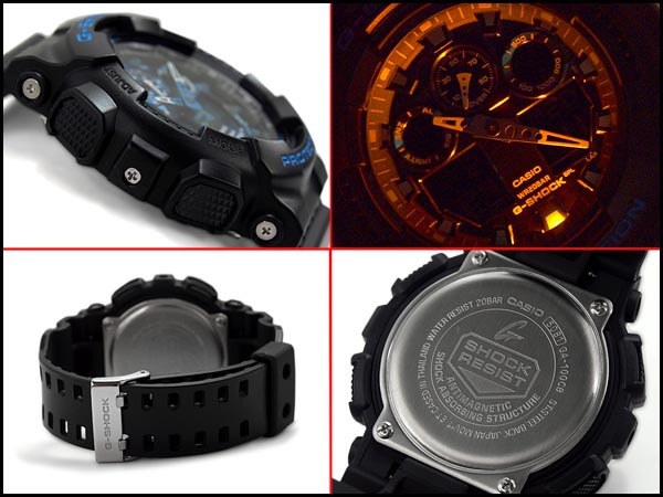 Casio G-Shock GA-100CB-1A Analog Digital Men Watch Black x Camouflage Blue ozdigitalwatch.com.au