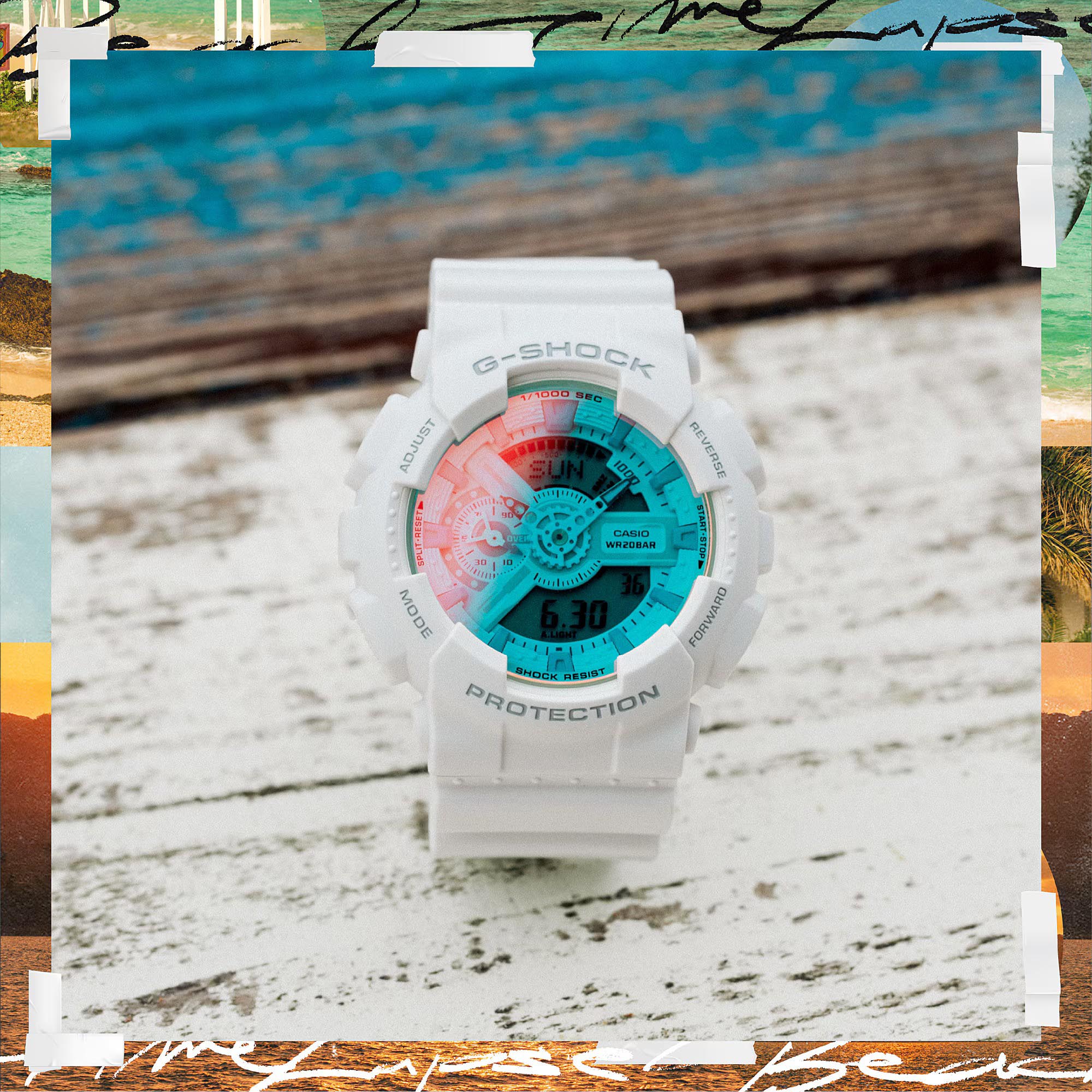 Casio G-Shock GA-110TL-7A Beach Inspired Analog Digital Men's Watch (White & Blue)