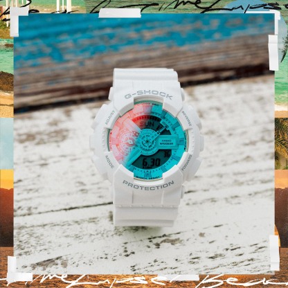Casio G-Shock GA-110TL-7A Beach Inspired Analog Digital Men's Watch (White & Blue)