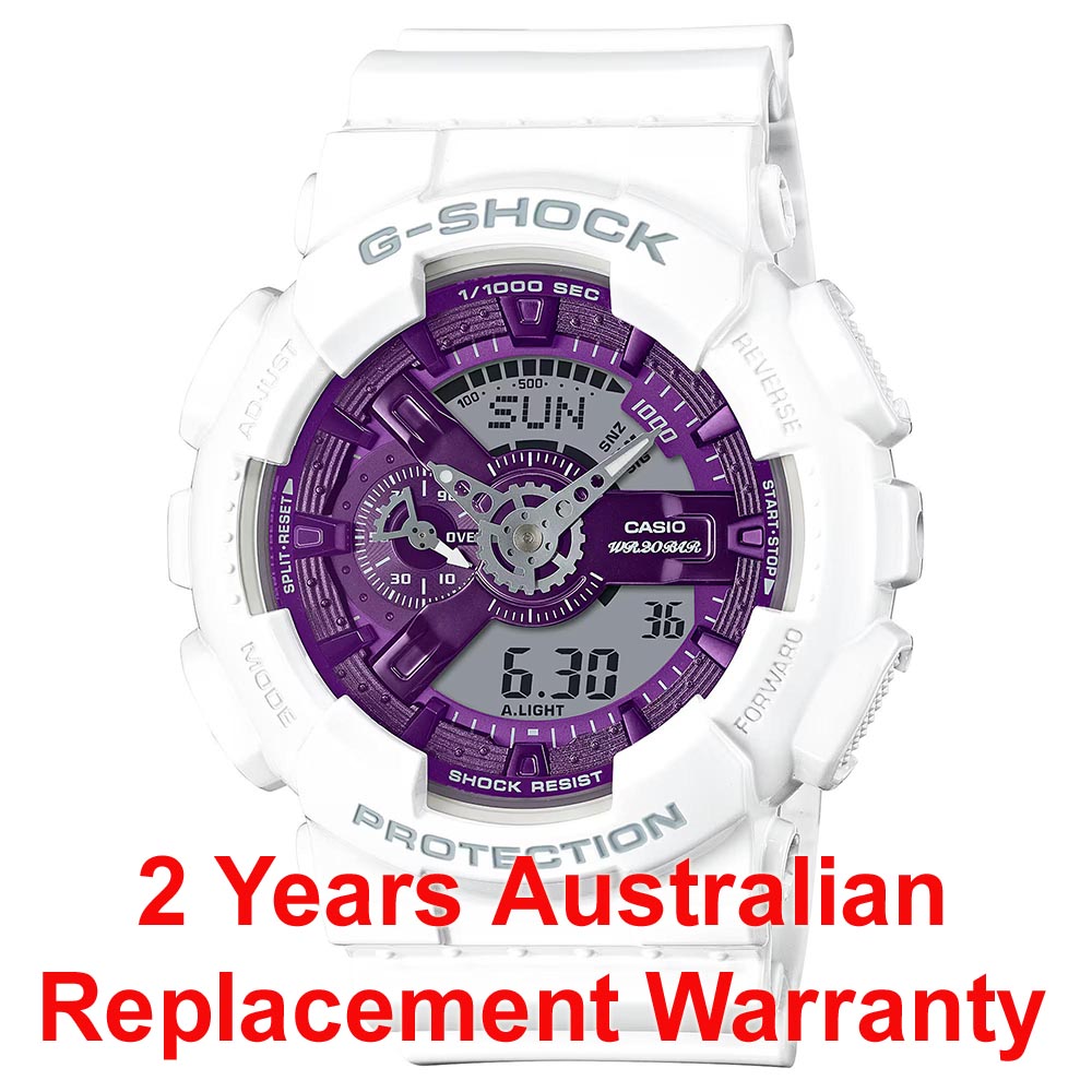 Casio G-Shock GA-110WS-7A Analog-Digital Men Watch (White x Purple) GA110WS-7A