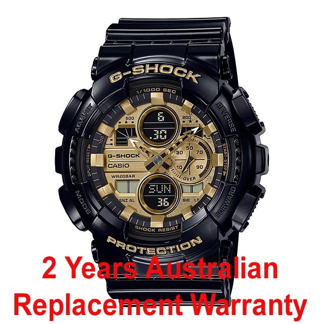 Casio G-Shock GA-140GB-1A1 Analog Digital Men Watch Black Gold ozdigitalwatch.com.au