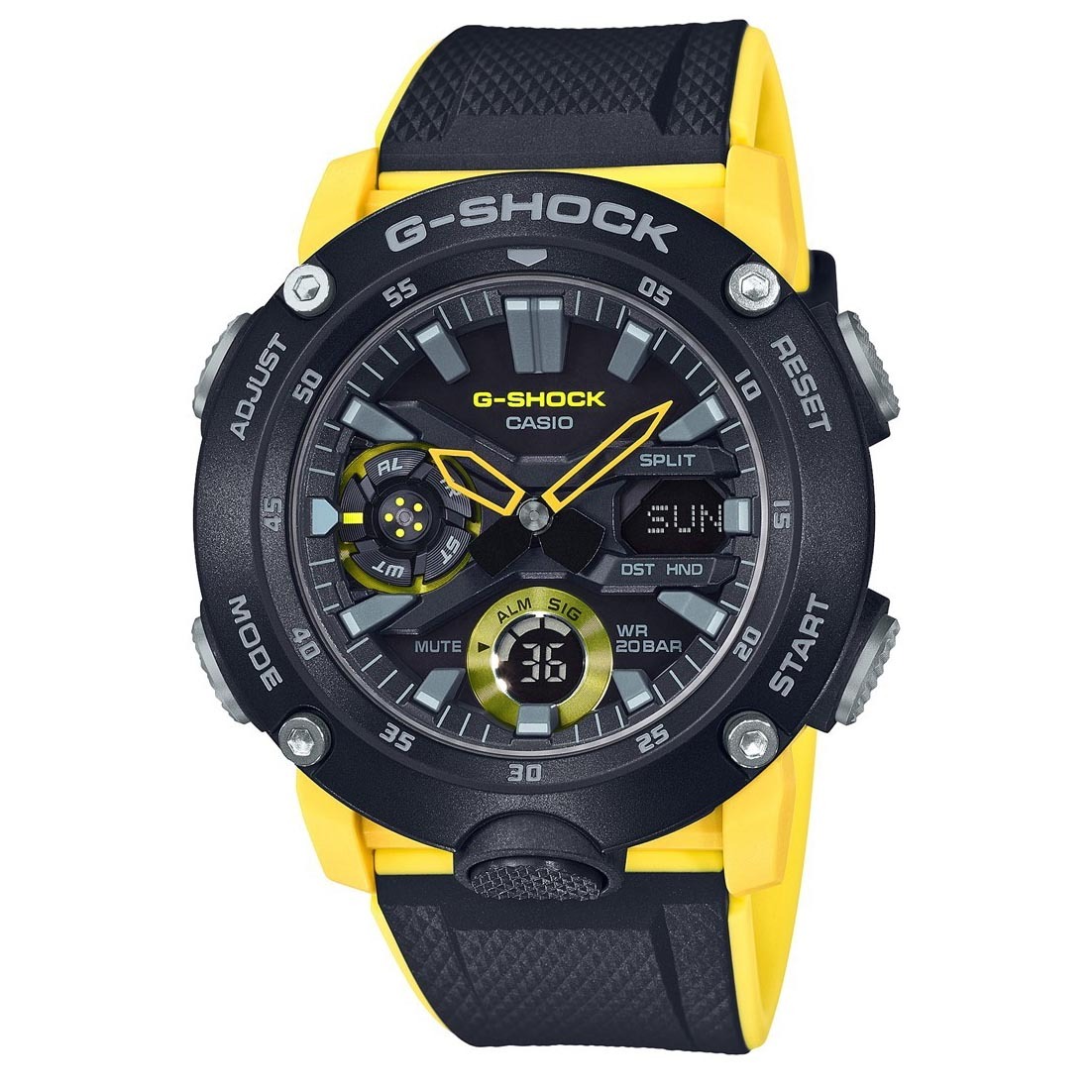 Casio G-Shock Carbon GA-2000-1A9 Analog Digital Men Watch (Black x Yellow) GA2000-1A9