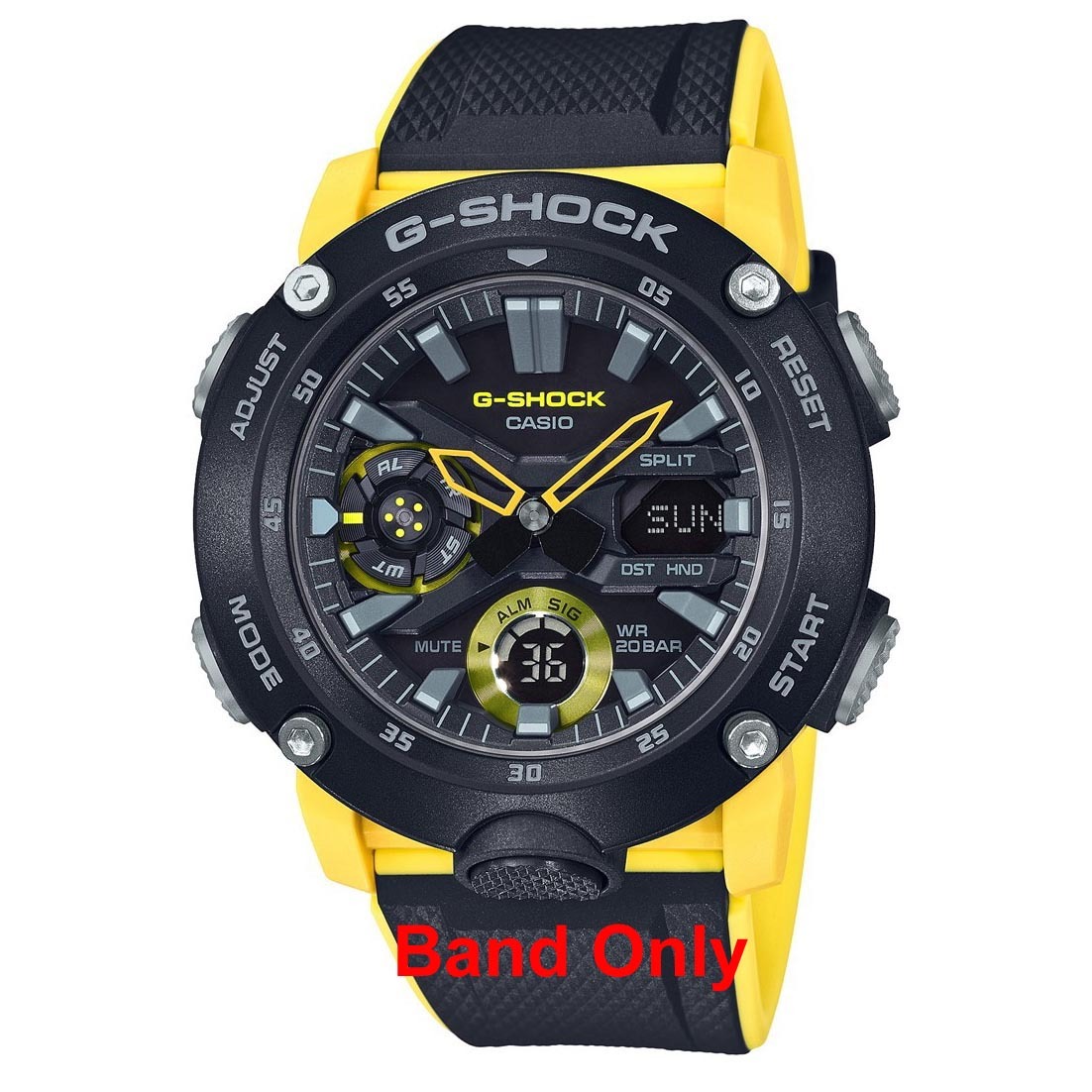 Casio G-Shock GA-2000-1A9 Genuine Replacement Band Yellow Black ozdigitalwatch.com.au