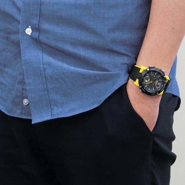 Casio G-Shock GA-2000-1A9 Analog Digital Men Watch Black Yellow ozdigitalwatch.com.au