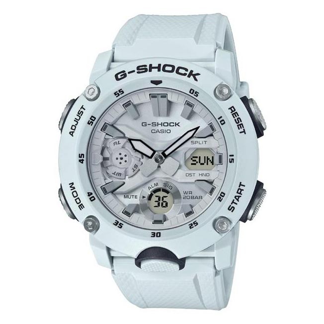 Casio G-Shock GA-2000S-7A Carbon Core Guard Analog Digital Men's Watch (White, Light Gery) GA2000S-7A