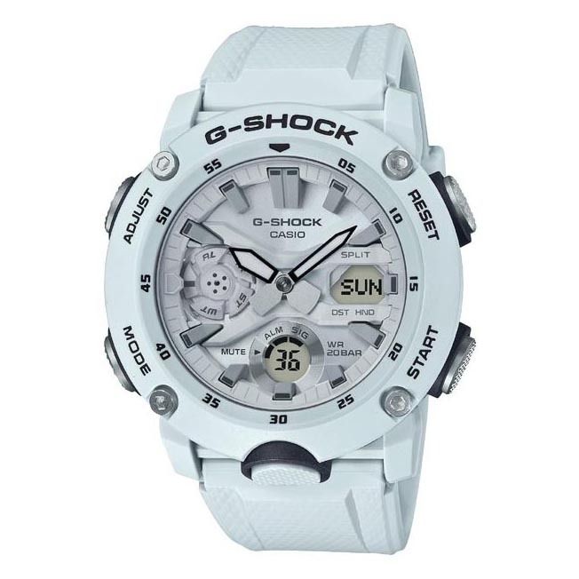Casio G-Shock GA-2000S-7A Carbon Core Guard Analog Digital Men's Watch (White, Light Gery) GA2000S-7A