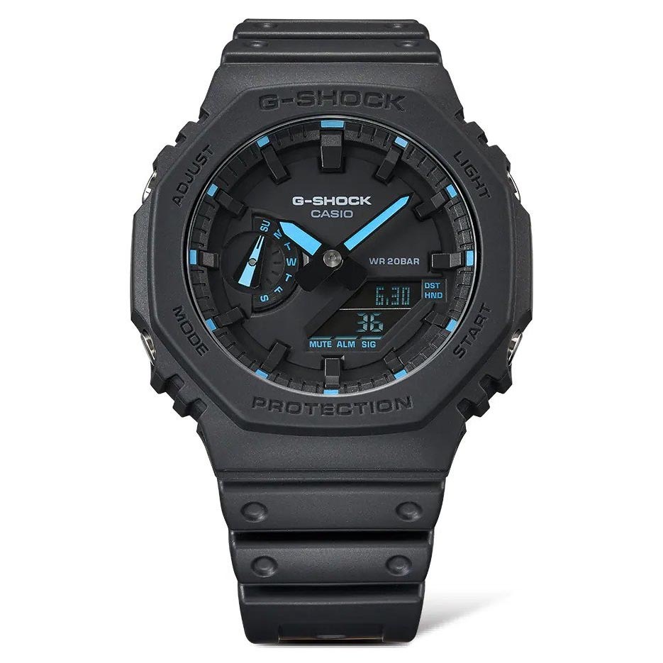 Casio G-Shock CasiOak GA-2100-1A2 Black & Blue Analog Digital Men's Watch