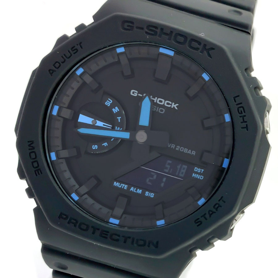 Casio G-Shock CasiOak GA-2100-1A2 Black & Blue Analog Digital Men's Watch