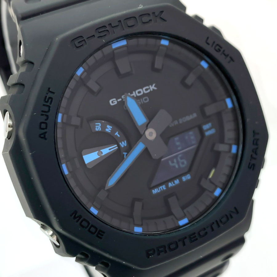 Casio G-Shock CasiOak GA-2100-1A2 Black & Blue Analog Digital Men's Watch
