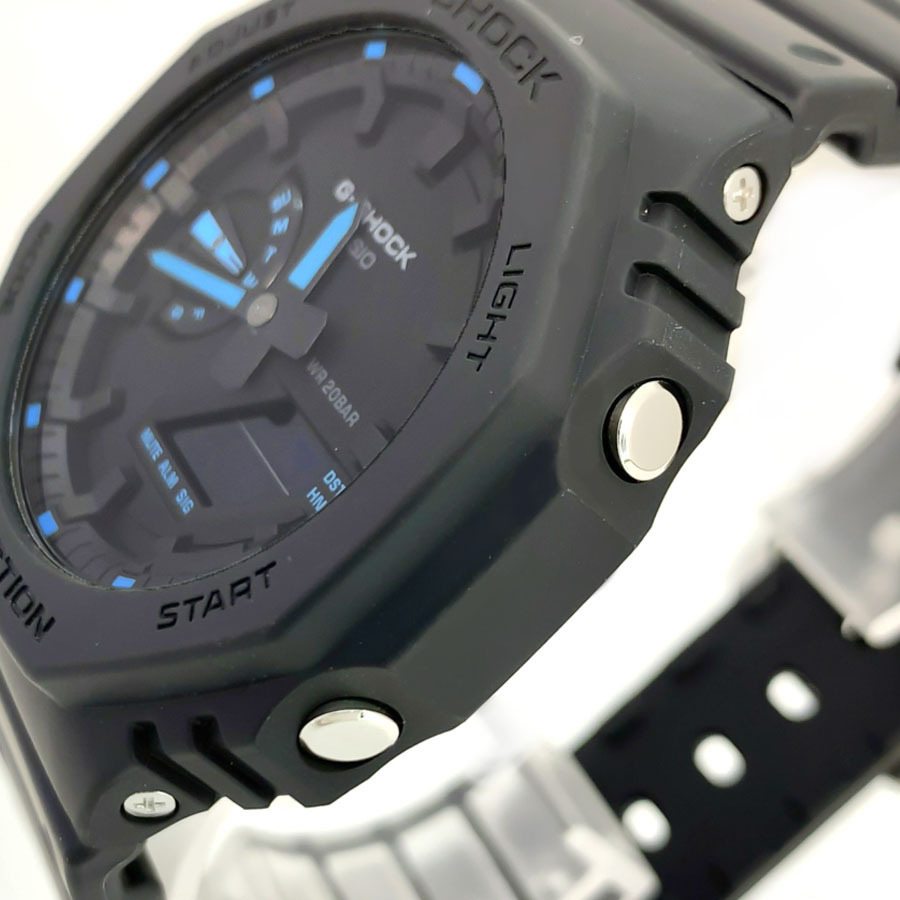 Casio G-Shock CasiOak GA-2100-1A2 Black & Blue Analog Digital Men's Watch