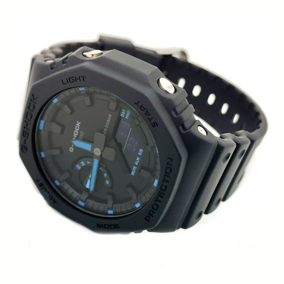 Casio G-Shock CasiOak GA-2100-1A2 Black & Blue Analog Digital Men's Watch