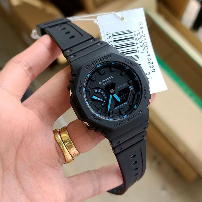 Casio G-Shock CasiOak GA-2100-1A2 Black & Blue Analog Digital Men's Watch