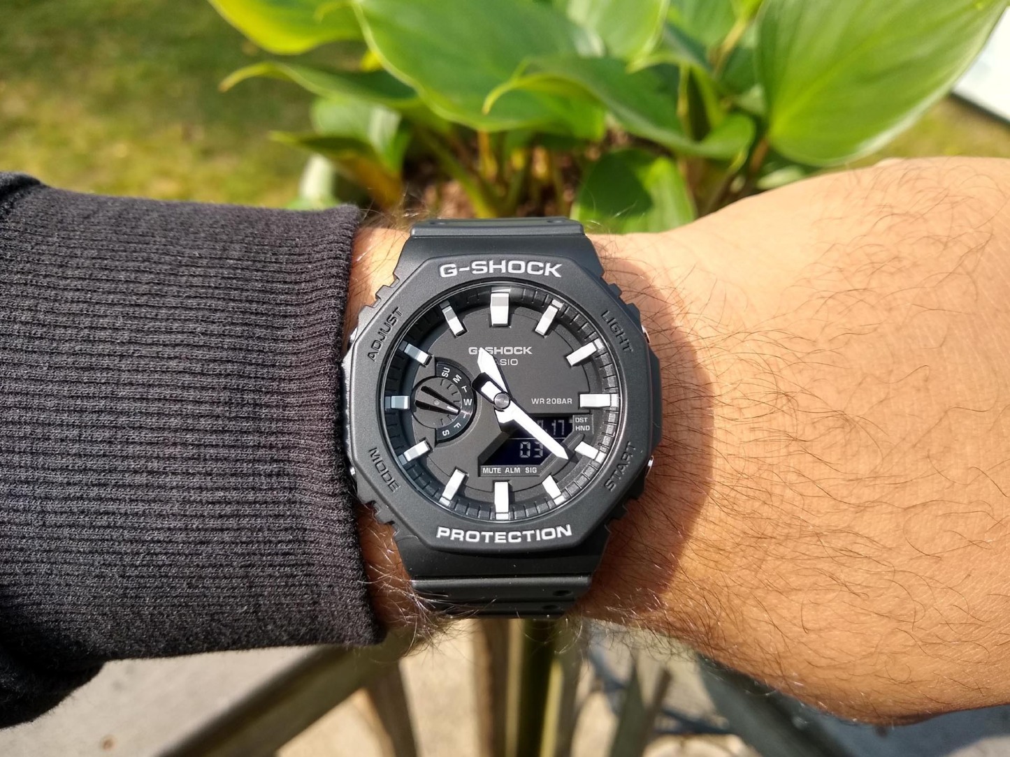 Casio G-Shock CasiOak GA-2100-1A Analog Digital Men Watch Black Octagon Bezel ozdigitalwatch.com.au