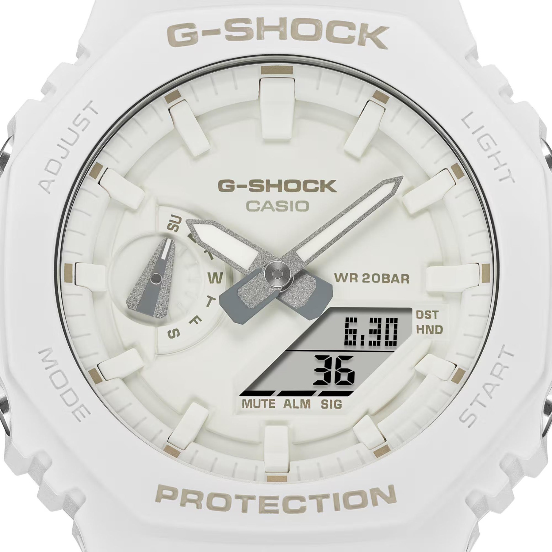 Casio G-Shock GA-2100-7A7 CasiOak Analog Digital Men Watch White ozdigitalwatch.com.au