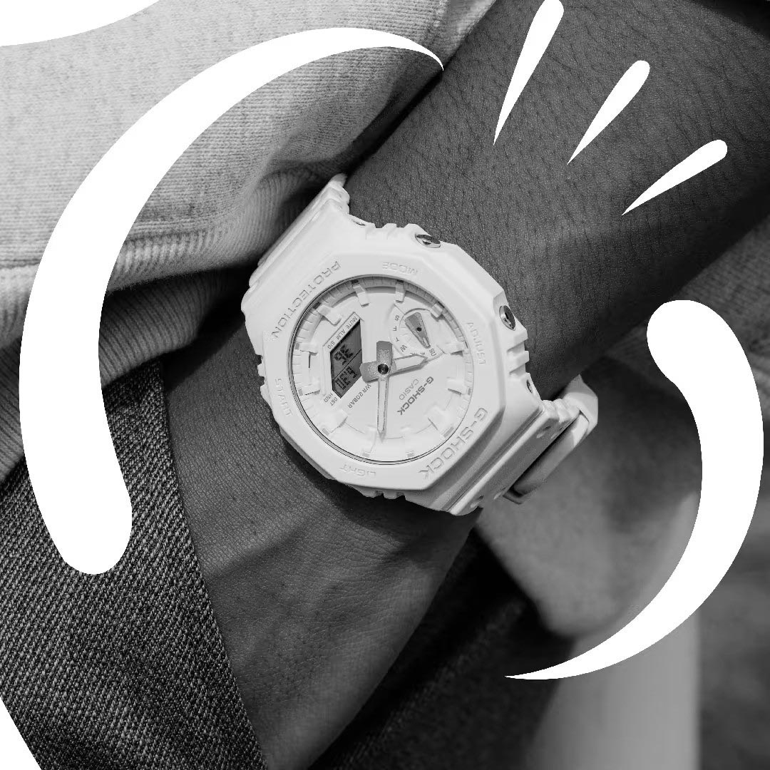 Casio G-Shock GA-2100-7A7 CasiOak Analog Digital Men Watch White ozdigitalwatch.com.au