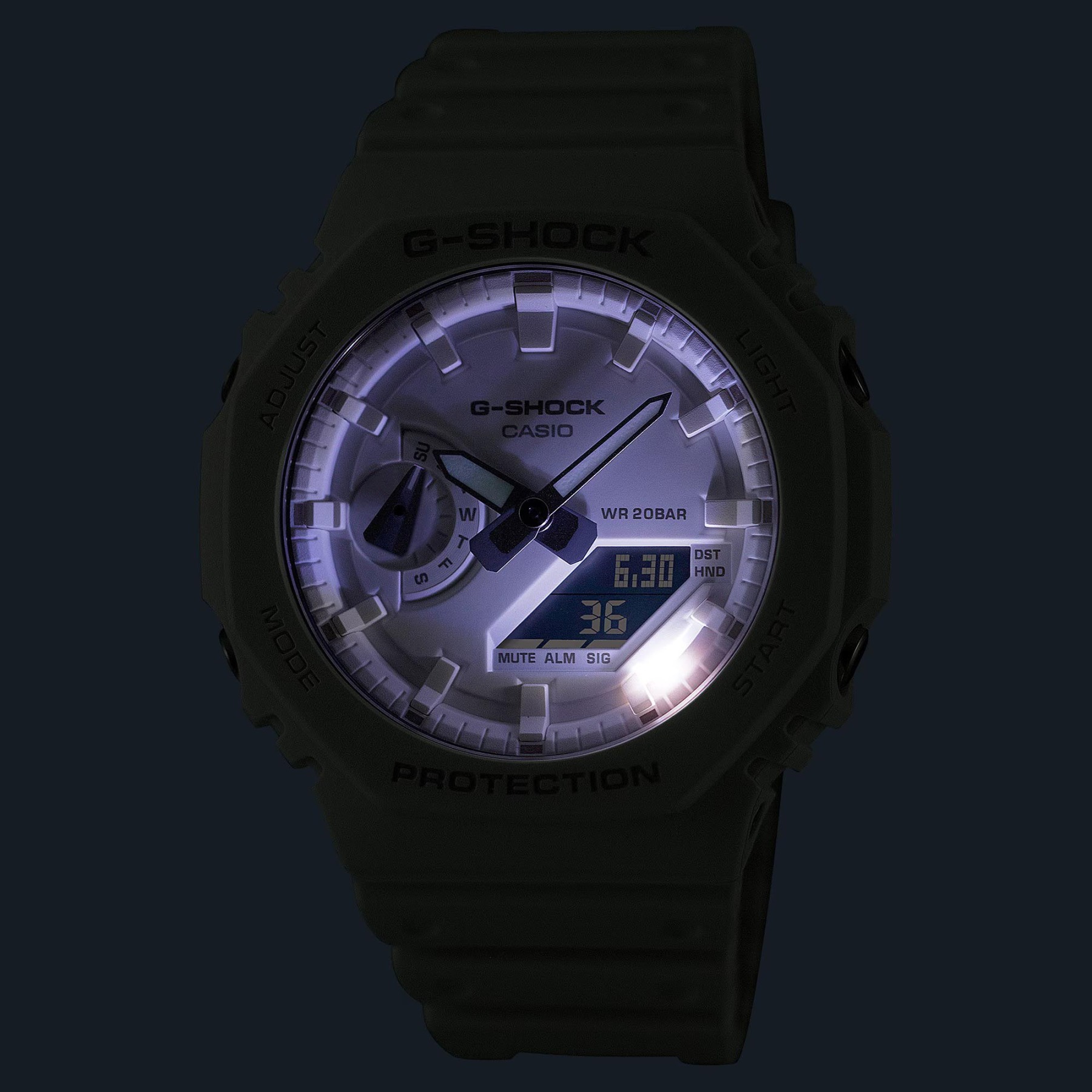 Casio G-Shock GA-2100-7A7 CasiOak Analog Digital Men Watch White ozdigitalwatch.com.au
