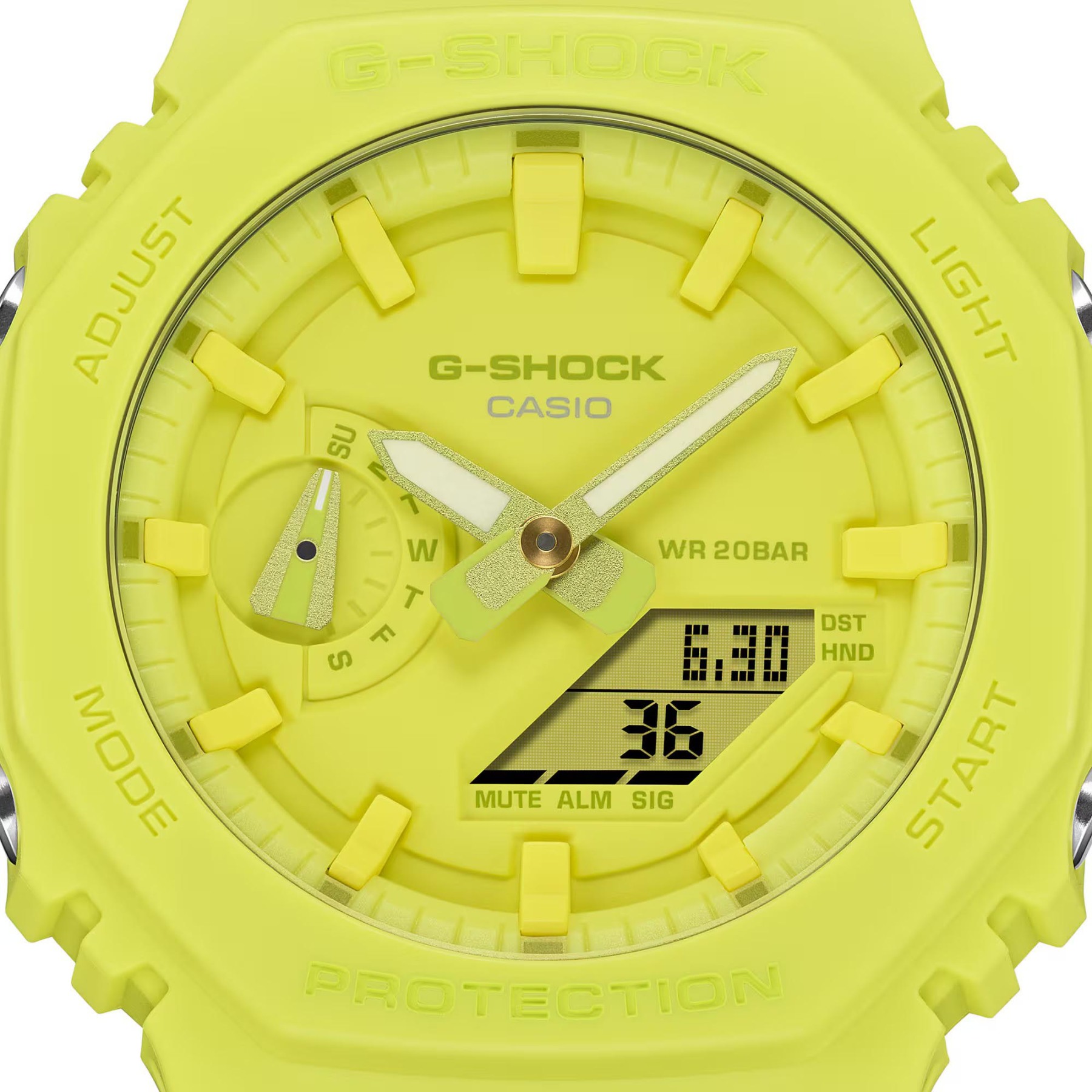 Casio G-Shock GA-2100-9A9 CasiOak Analog Digital Men Watch Volt Yellow ozDigitalWatch.com.au