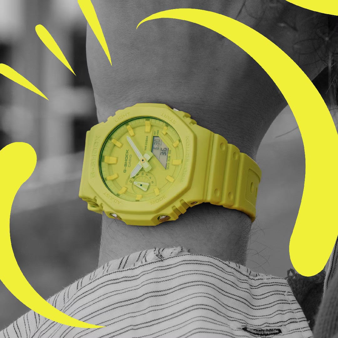 Casio G-Shock GA-2100-9A9 CasiOak Analog Digital Men Watch Volt Yellow ozDigitalWatch.com.au