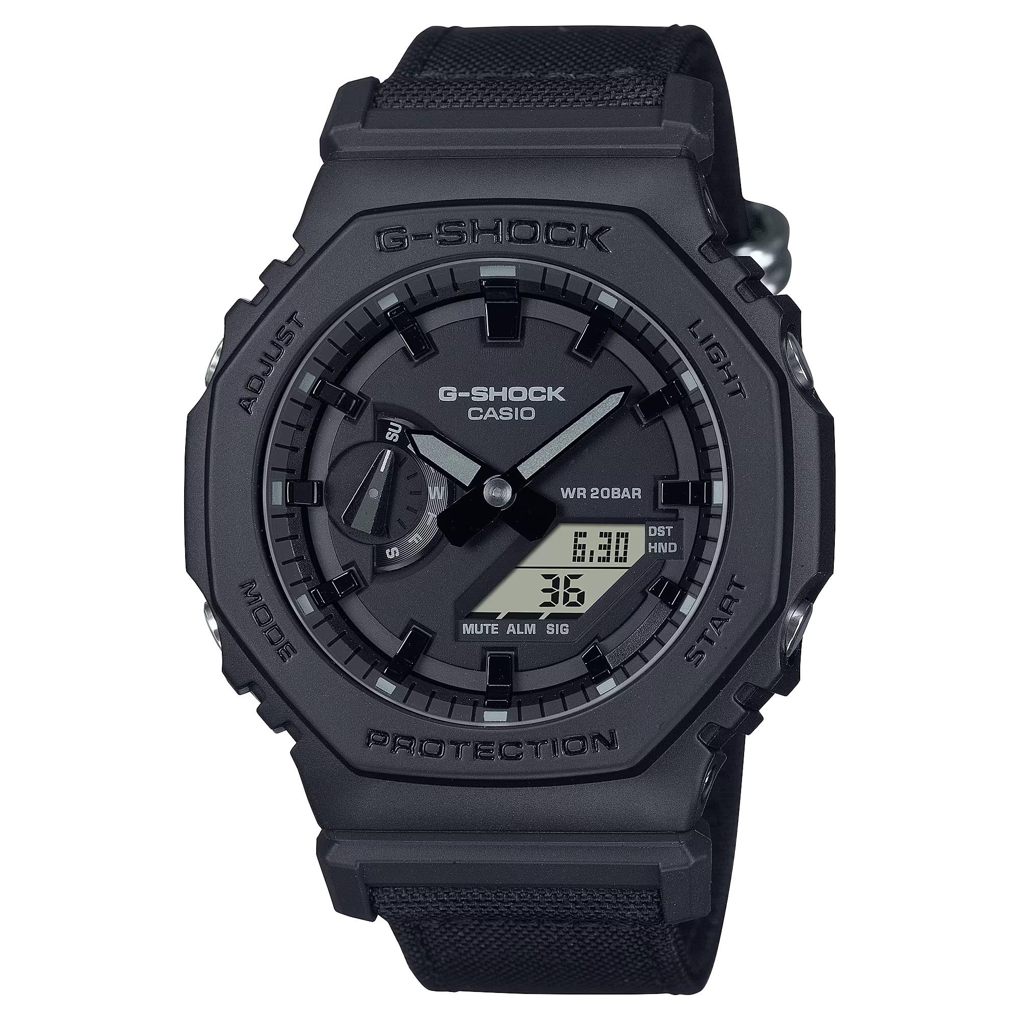 Casio G-Shock CasiOak GA-2100BCE-1A Men Watch Black, Cordura Cloth band ozDigitalWatch.com.au