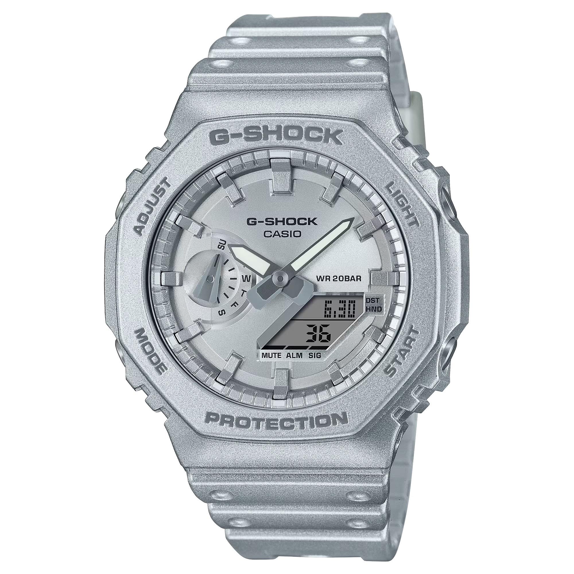 Casio G-Shock GA-2100FF-8A CasiOak Analog Digital Men Watch Metallic Silver ozDigitalWatch.com.au