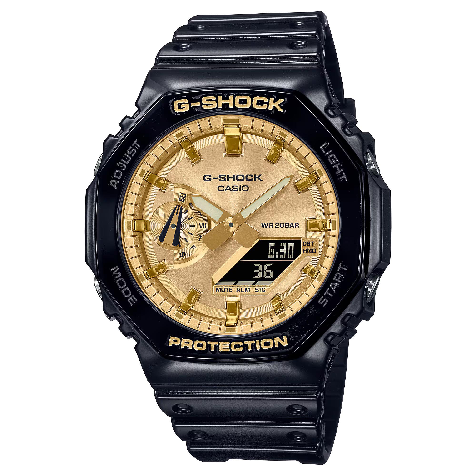 Casio G-Shock GA-2100GB-1A CasiOak Analog Digital Men Watch (Black x Gold) GA2100GB-1A