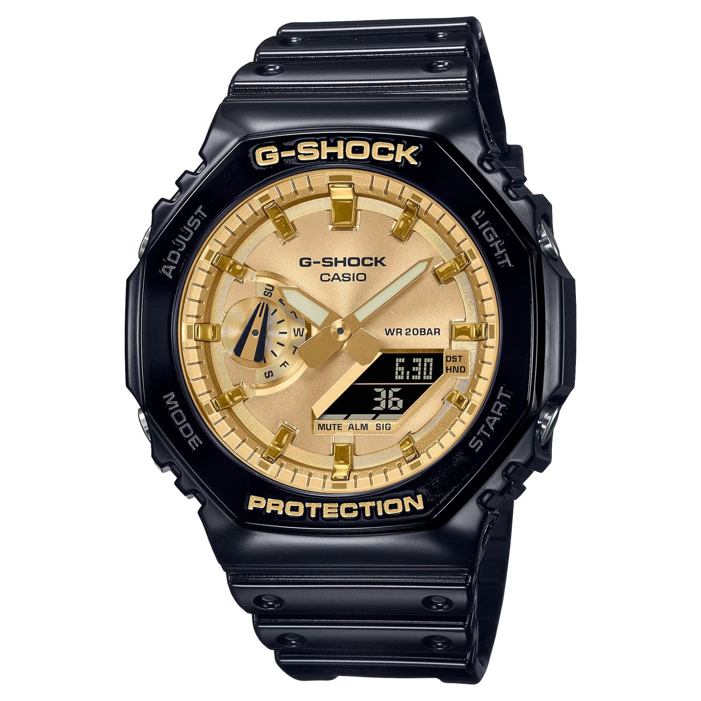 Casio G-Shock GA-2100GB-1A CasiOak Analog Digital Men Watch (Black x Gold) GA2100GB-1A