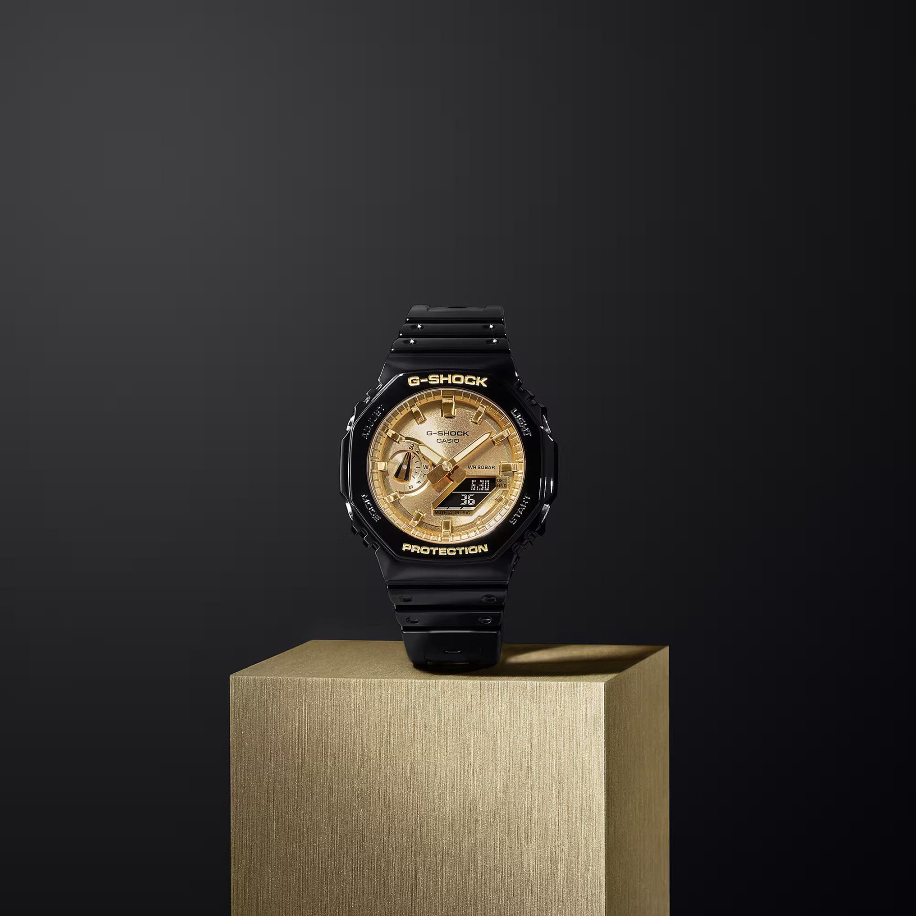 Casio G-Shock CasiOak GA-2100GB-1A Analog Digital Men Watch Black Gold ozdigitalwatch.com.au
