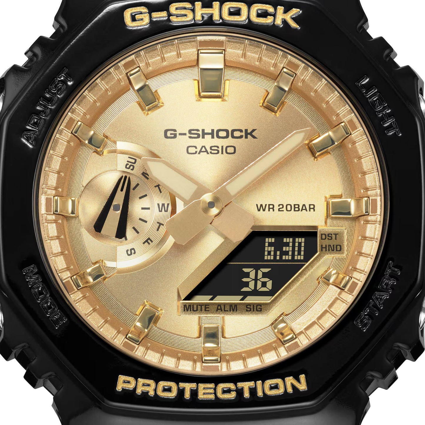 Casio G-Shock CasiOak GA-2100GB-1A Analog Digital Men Watch Black Gold ozdigitalwatch.com.au