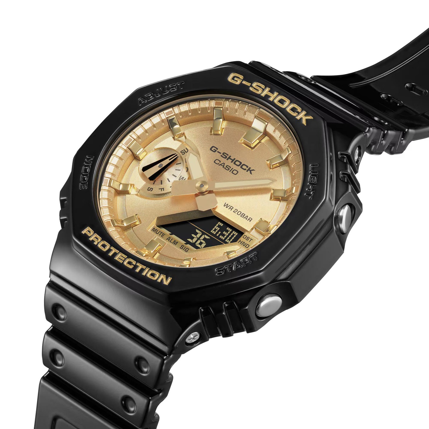 Casio G-Shock CasiOak GA-2100GB-1A Analog Digital Men Watch Black Gold ozdigitalwatch.com.au