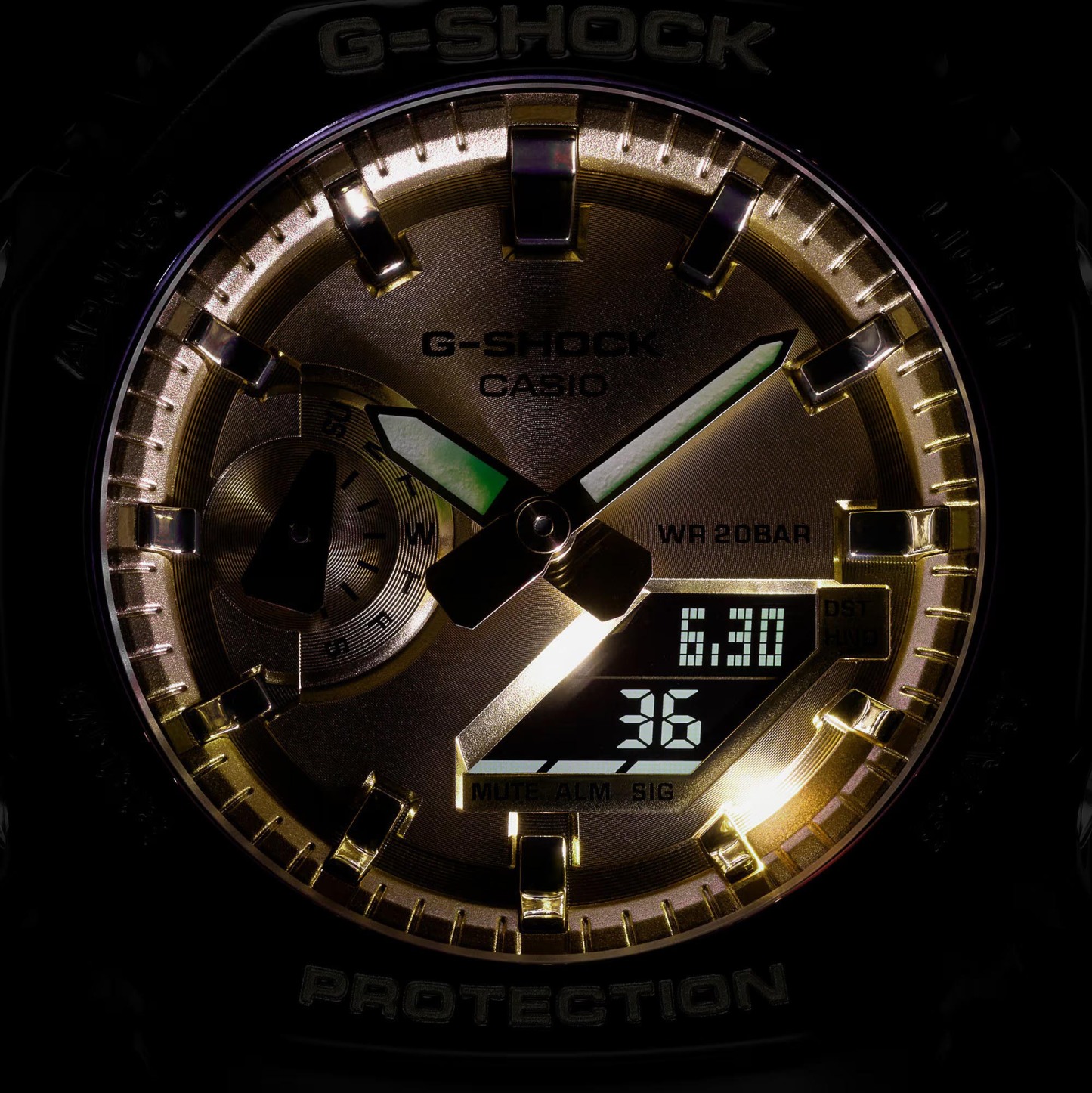 Casio G-Shock CasiOak GA-2100GB-1A Analog Digital Men Watch Black Gold ozdigitalwatch.com.au