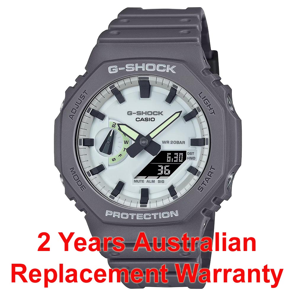 Casio G-Shock GA-2100HD-8A CasiOak Watch Dark Gray x White Glows in the dark ozDigitalWatch.com.au